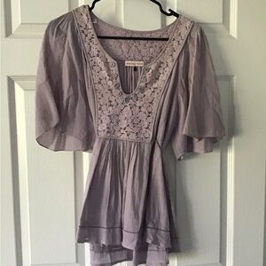 Rebecca Taylor Mauve Blouse with Floral Accents